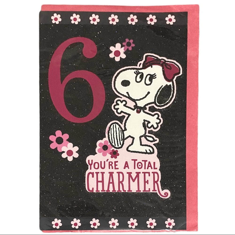 Hallmark 6th Birthday Greeting Card for Girl (Belle Snoopy/Peanuts)